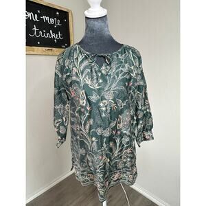 Christopher & Banks- Cotton Blouse- Green Pattern - 3/4 th sleeve size…